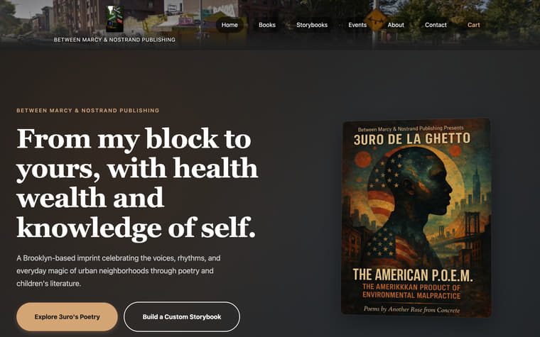 The Between Marcy & Nostrand homepage as it appears today.